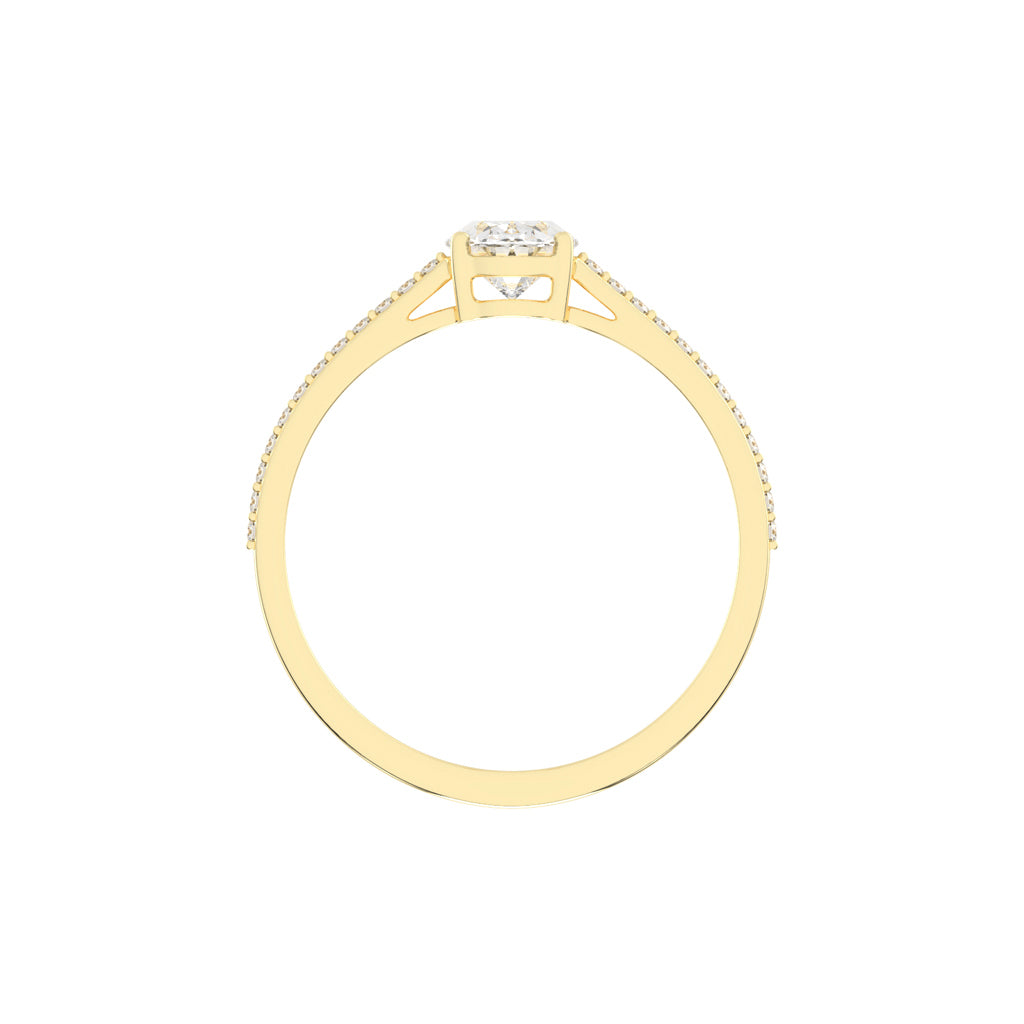 Oval Diamond Pave Band Engagement Ring