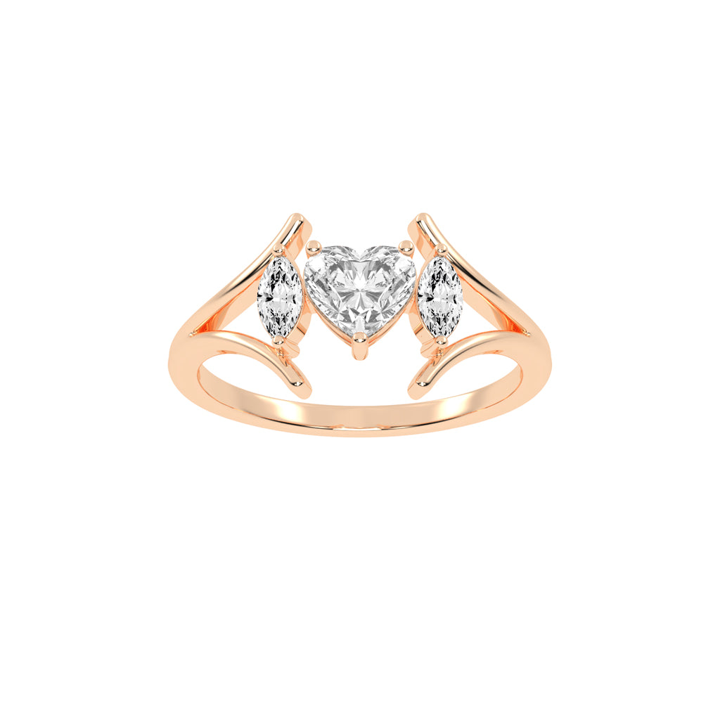 Whimsical Heart  Marquise Ring