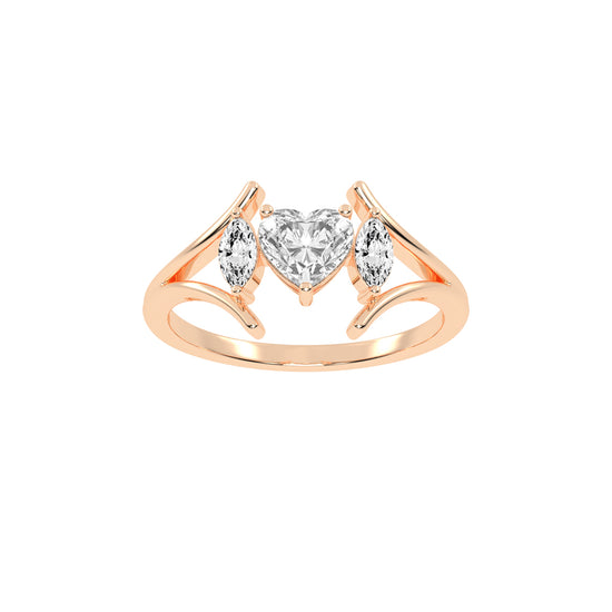 Whimsical Heart  Marquise Ring