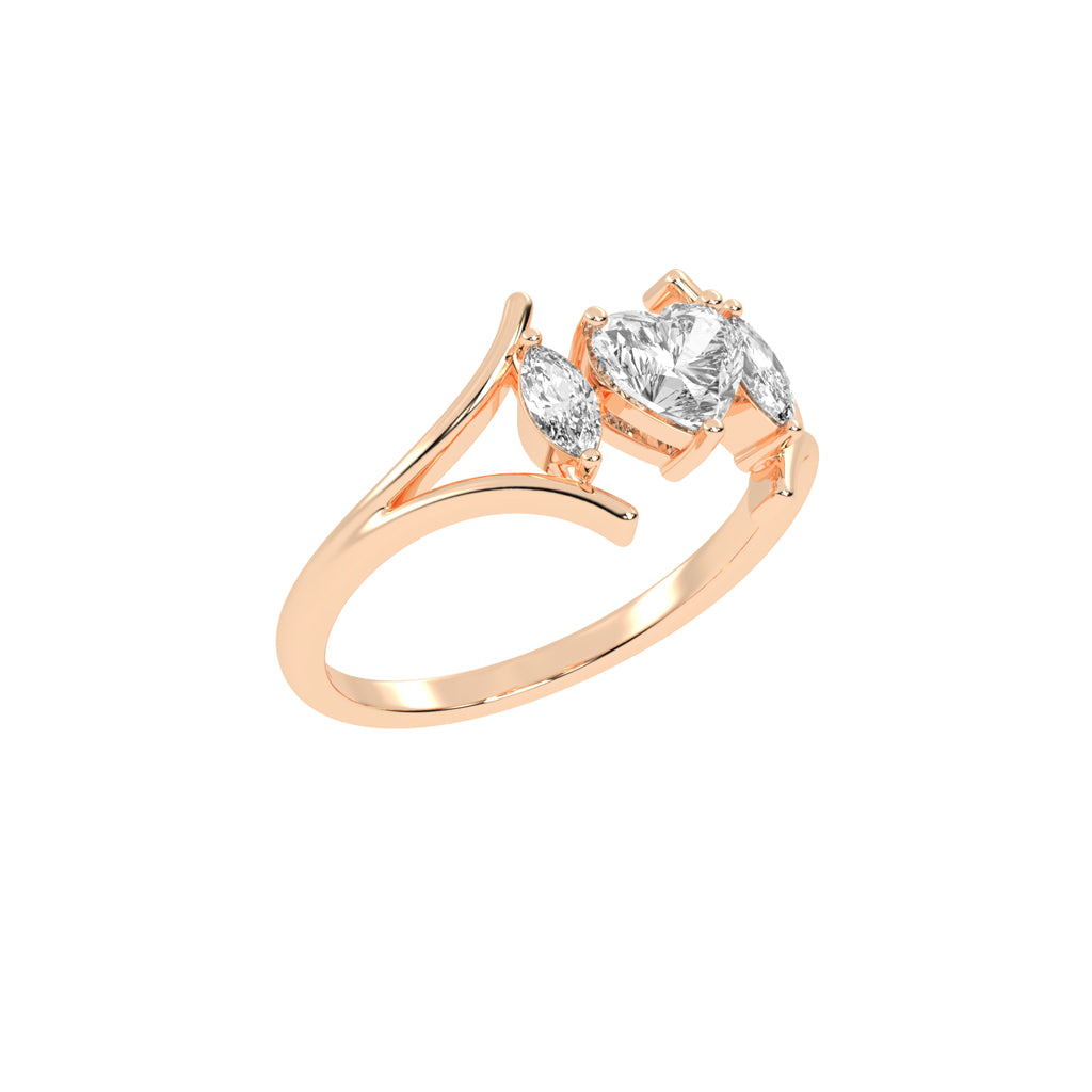 Whimsical Heart  Marquise Ring