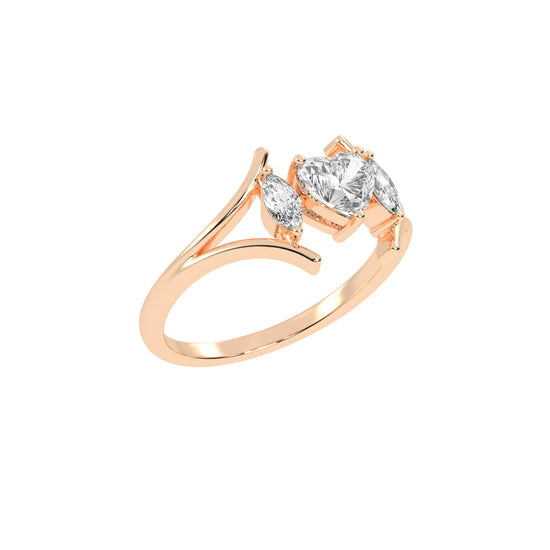 Whimsical Heart  Marquise Ring
