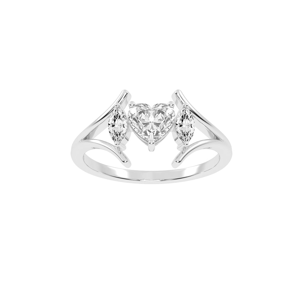 Whimsical Heart  Marquise Ring