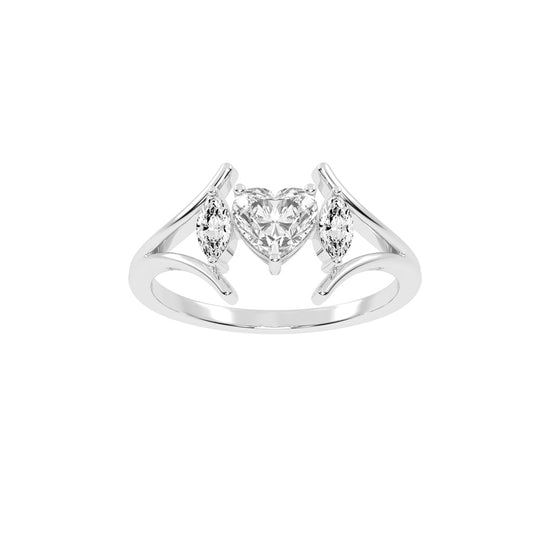 Whimsical Heart  Marquise Ring