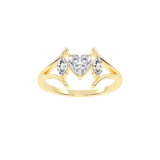 Whimsical Heart  Marquise Ring