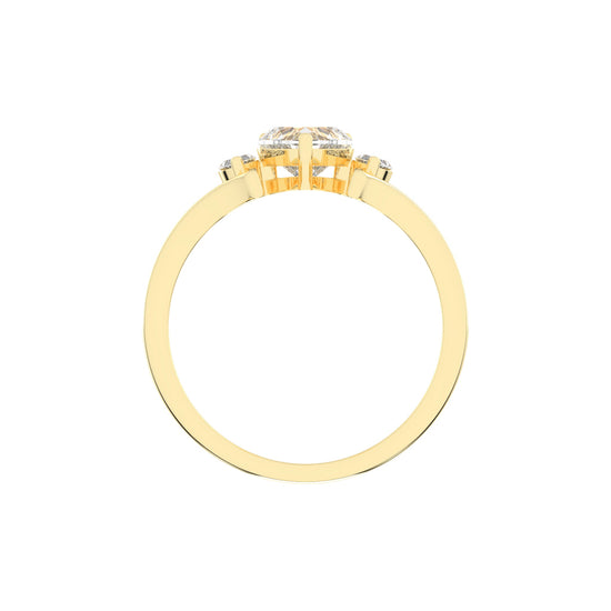 Whimsical Heart  Marquise Ring