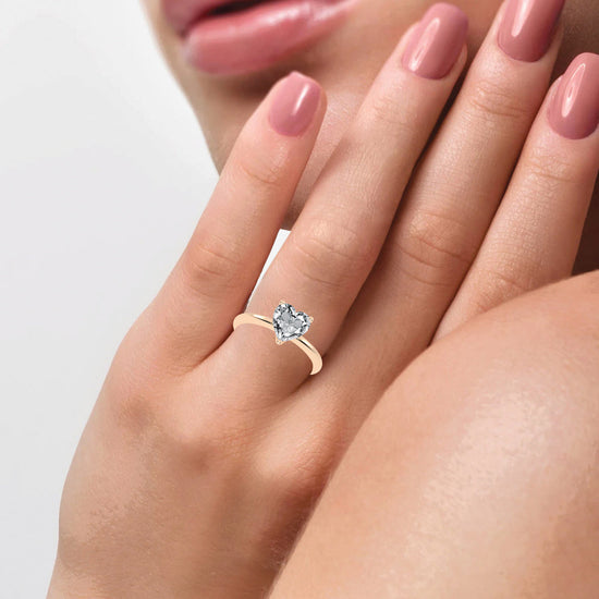 Amora Heart Solitaire Lab Diamond Ring