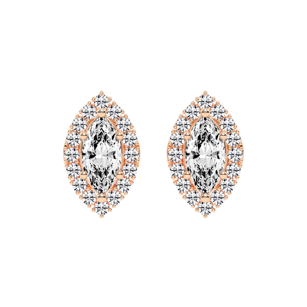 Elegant Marquise Halo Stud Earrings