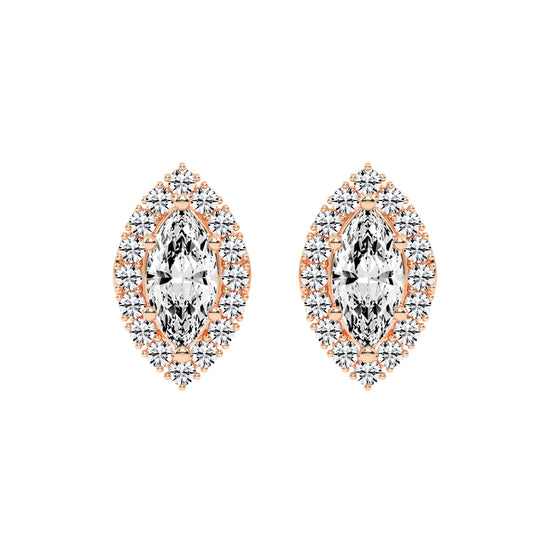 Elegant Marquise Halo Stud Earrings