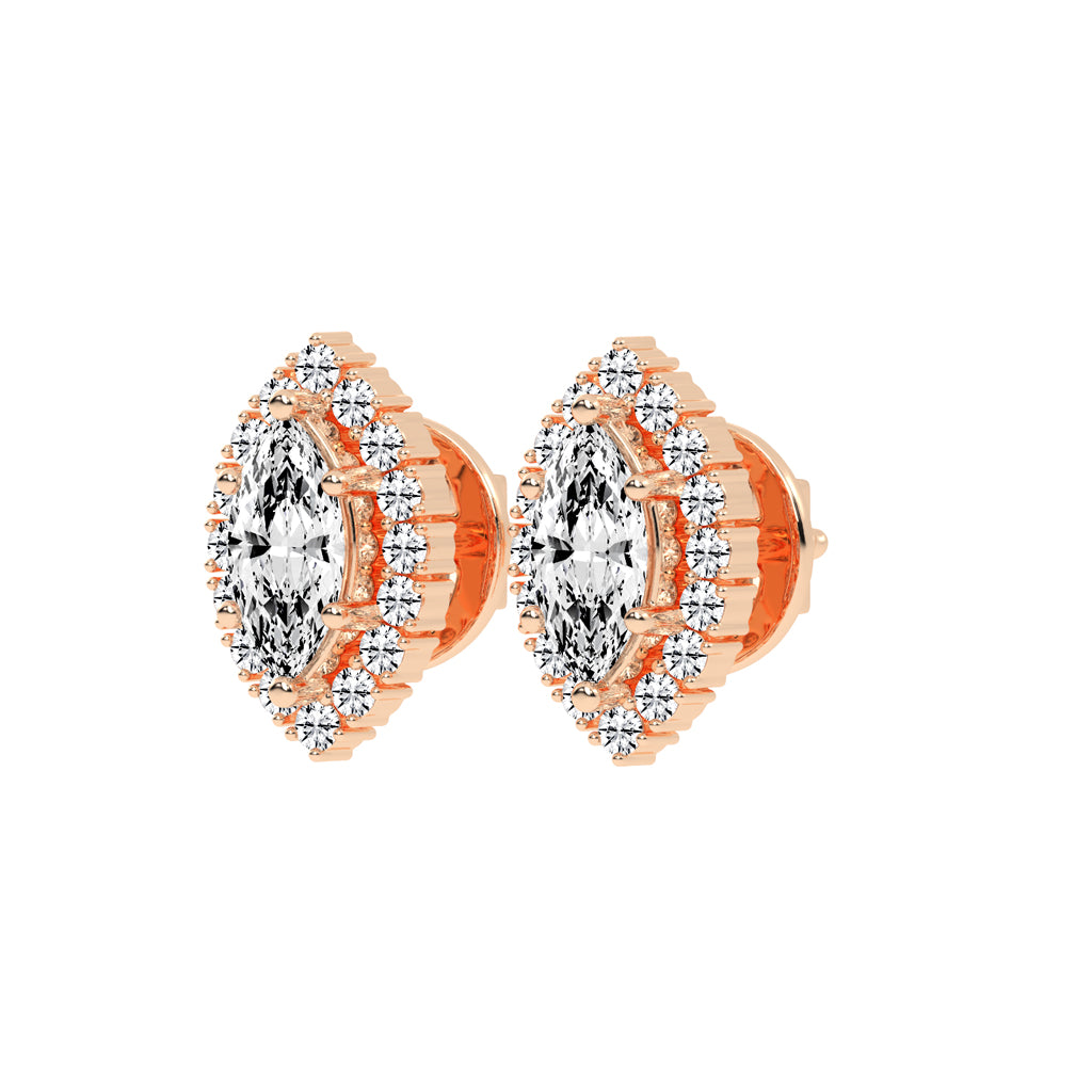 Elegant Marquise Halo Stud Earrings