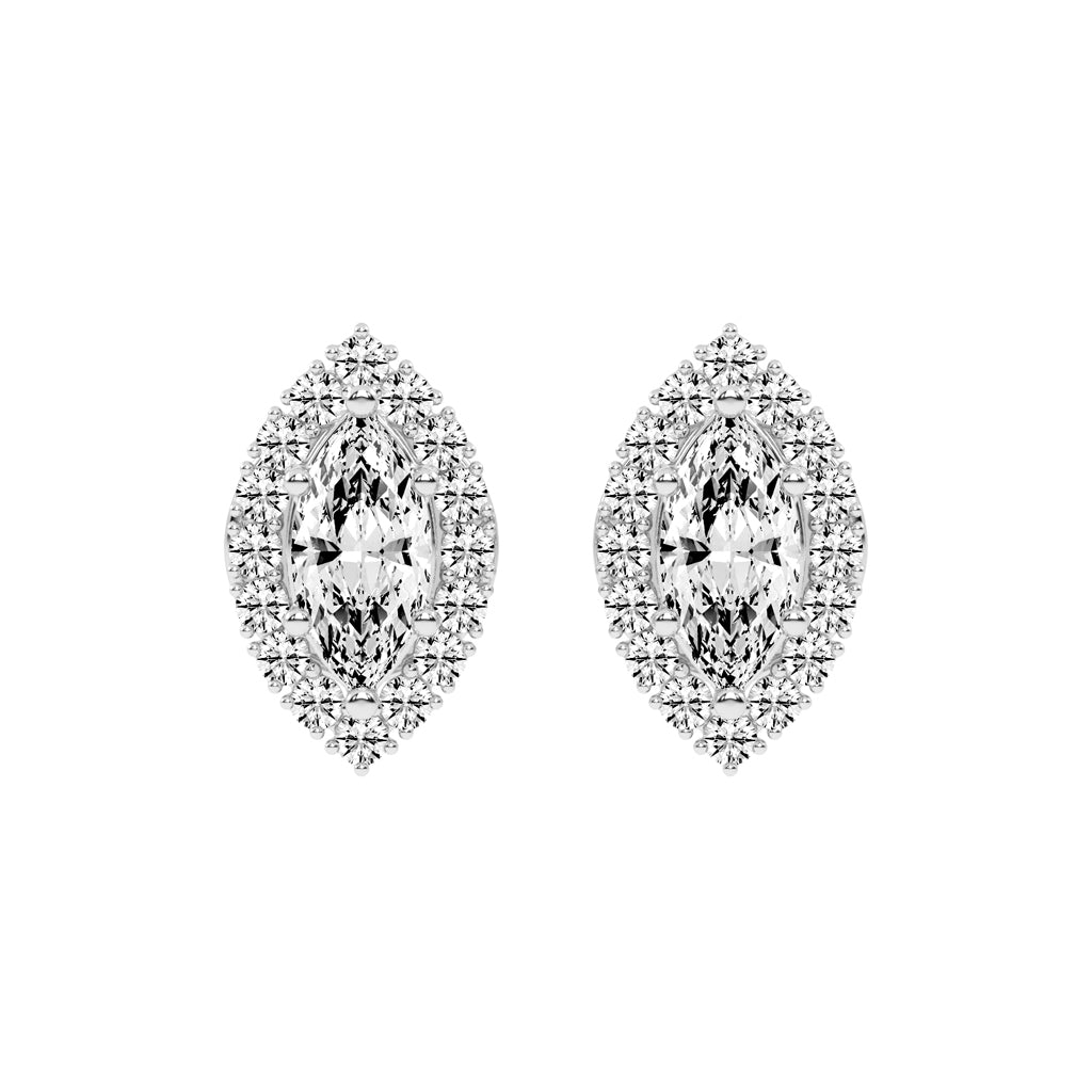 Elegant Marquise Halo Stud Earrings