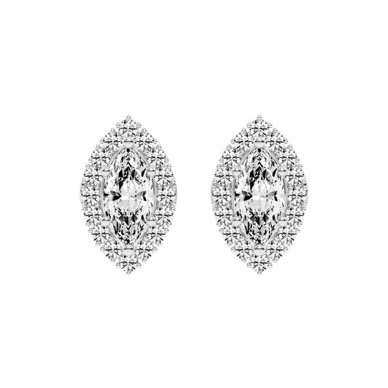 Elegant Marquise Halo Stud Earrings