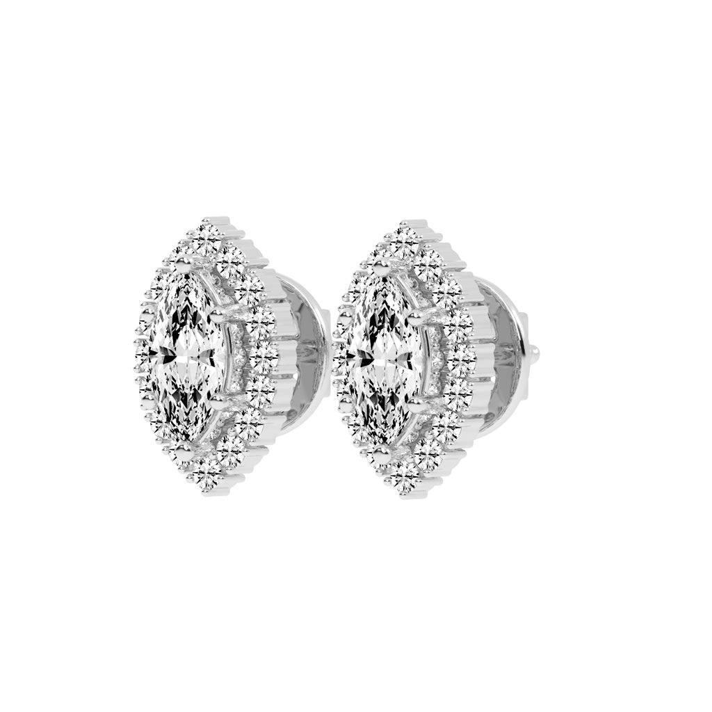 Elegant Marquise Halo Stud Earrings