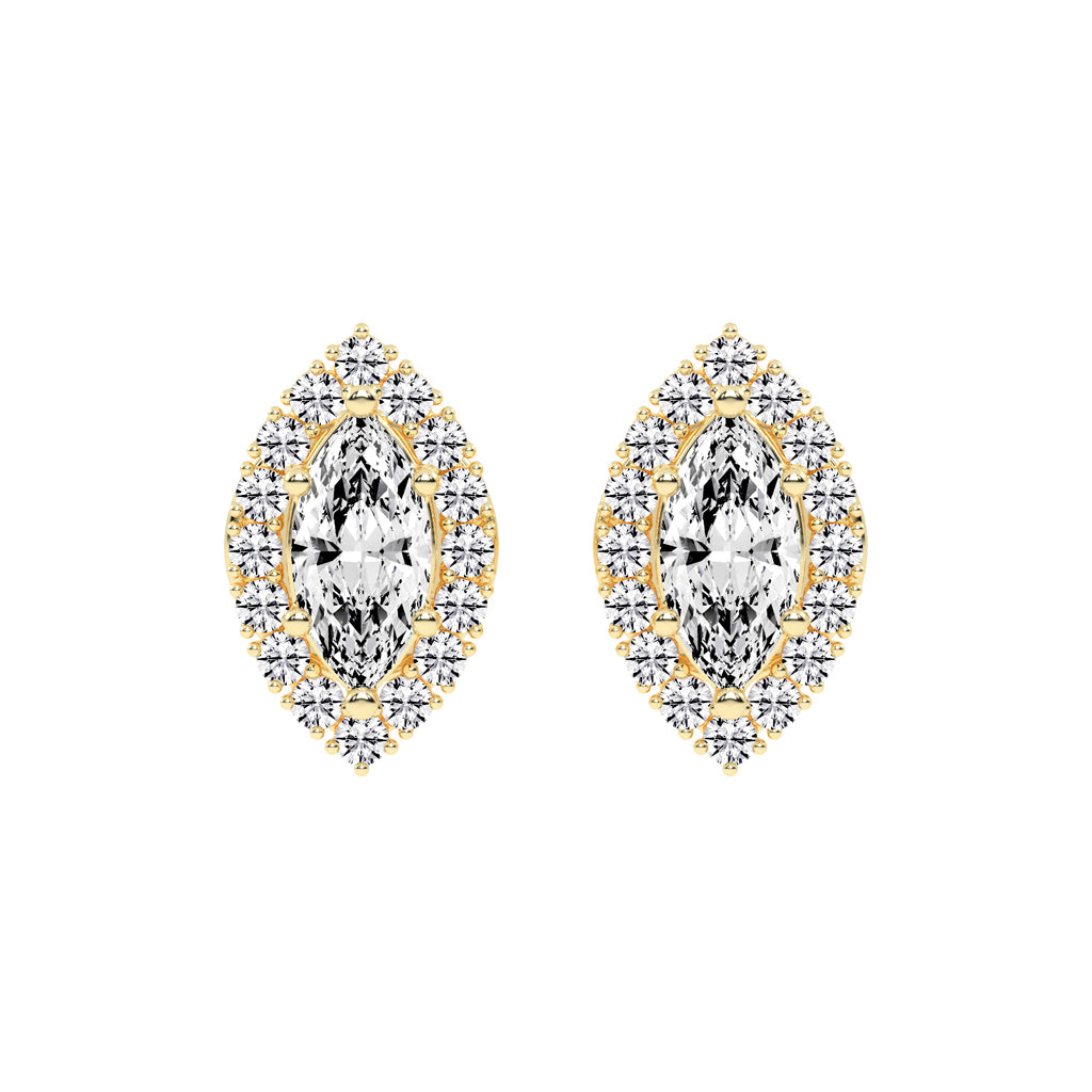 Elegant Marquise Halo Stud Earrings