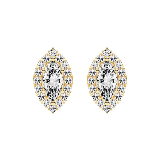 Elegant Marquise Halo Stud Earrings