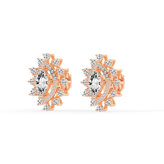 Sunburst Marquise Sparkle Stud Earrings