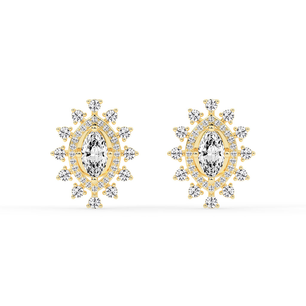 Sunburst Marquise Sparkle Stud Earrings