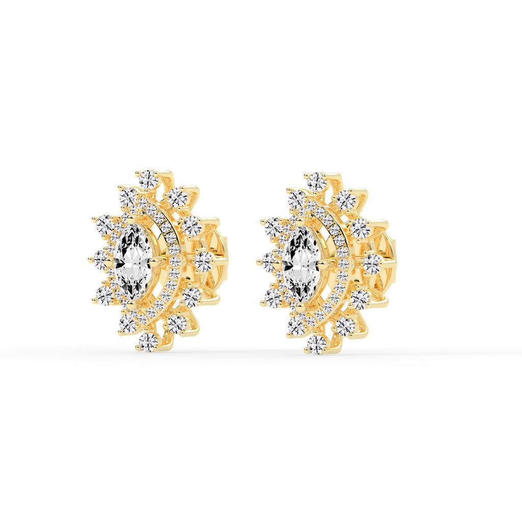 Sunburst Marquise Sparkle Stud Earrings