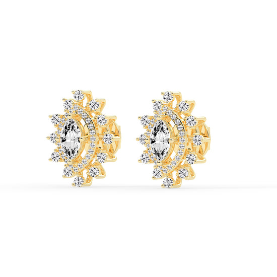 Sunburst Marquise Sparkle Stud Earrings