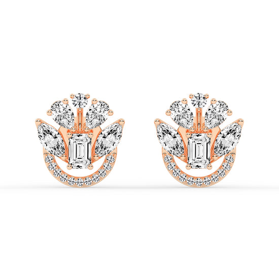 Regal Fan Cluster Stud Earrings