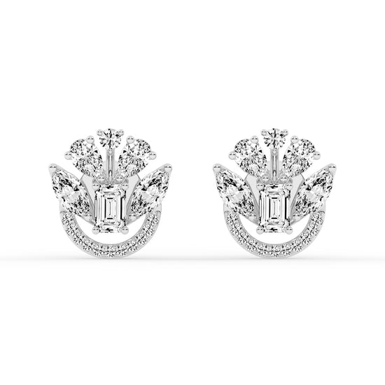Regal Fan Cluster Stud Earrings