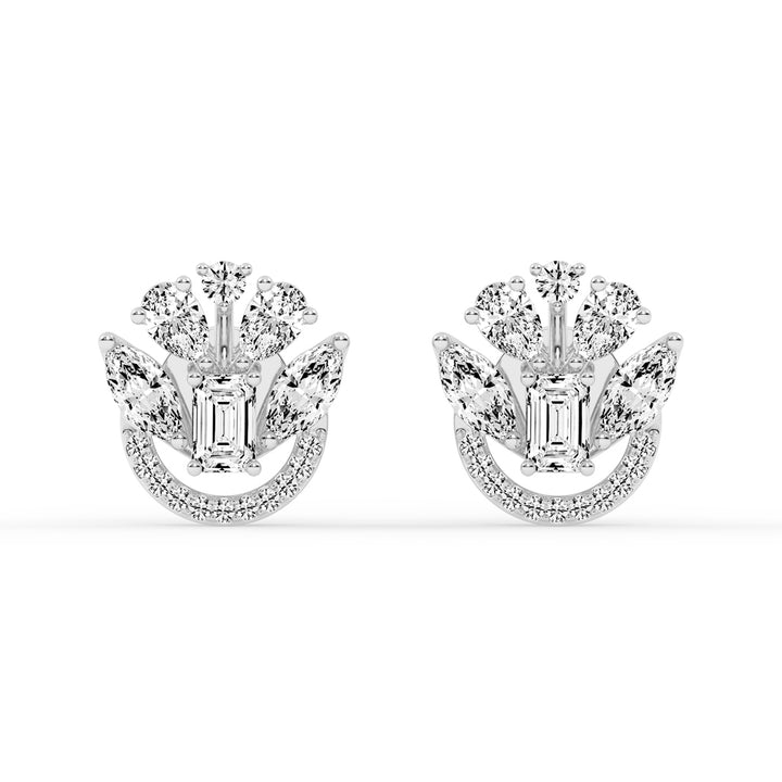 Regal Fan Cluster Stud Earrings