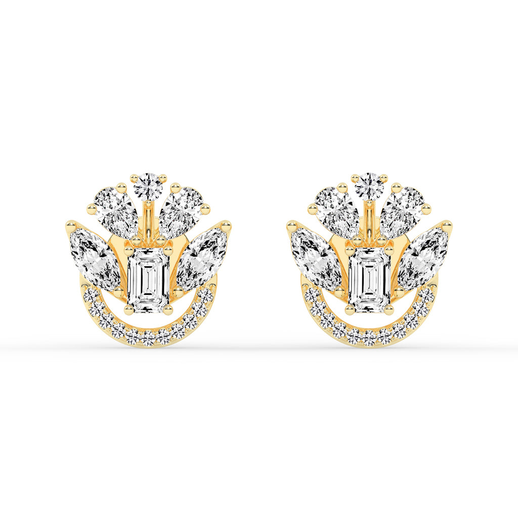 Regal Fan Cluster Stud Earrings