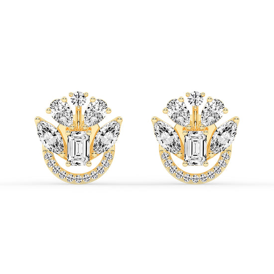 Regal Fan Cluster Stud Earrings