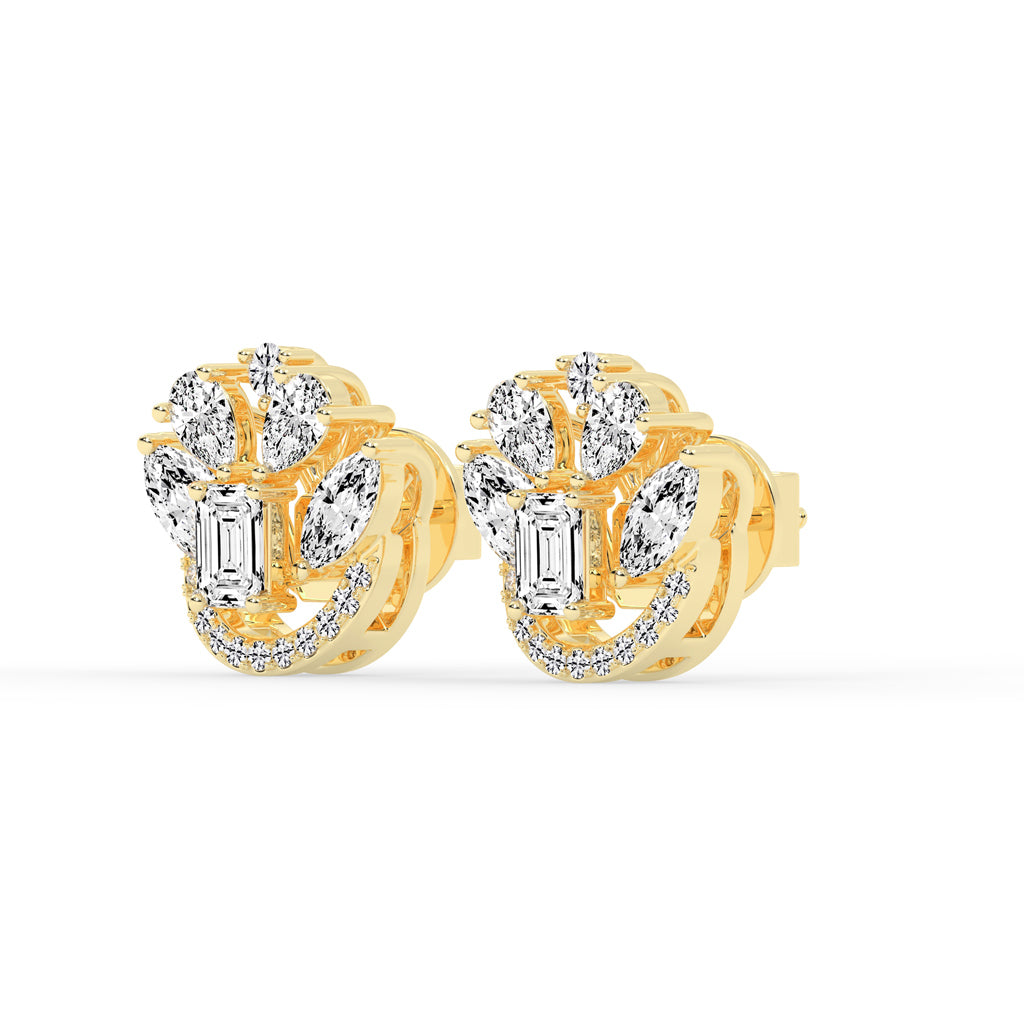 Regal Fan Cluster Stud Earrings