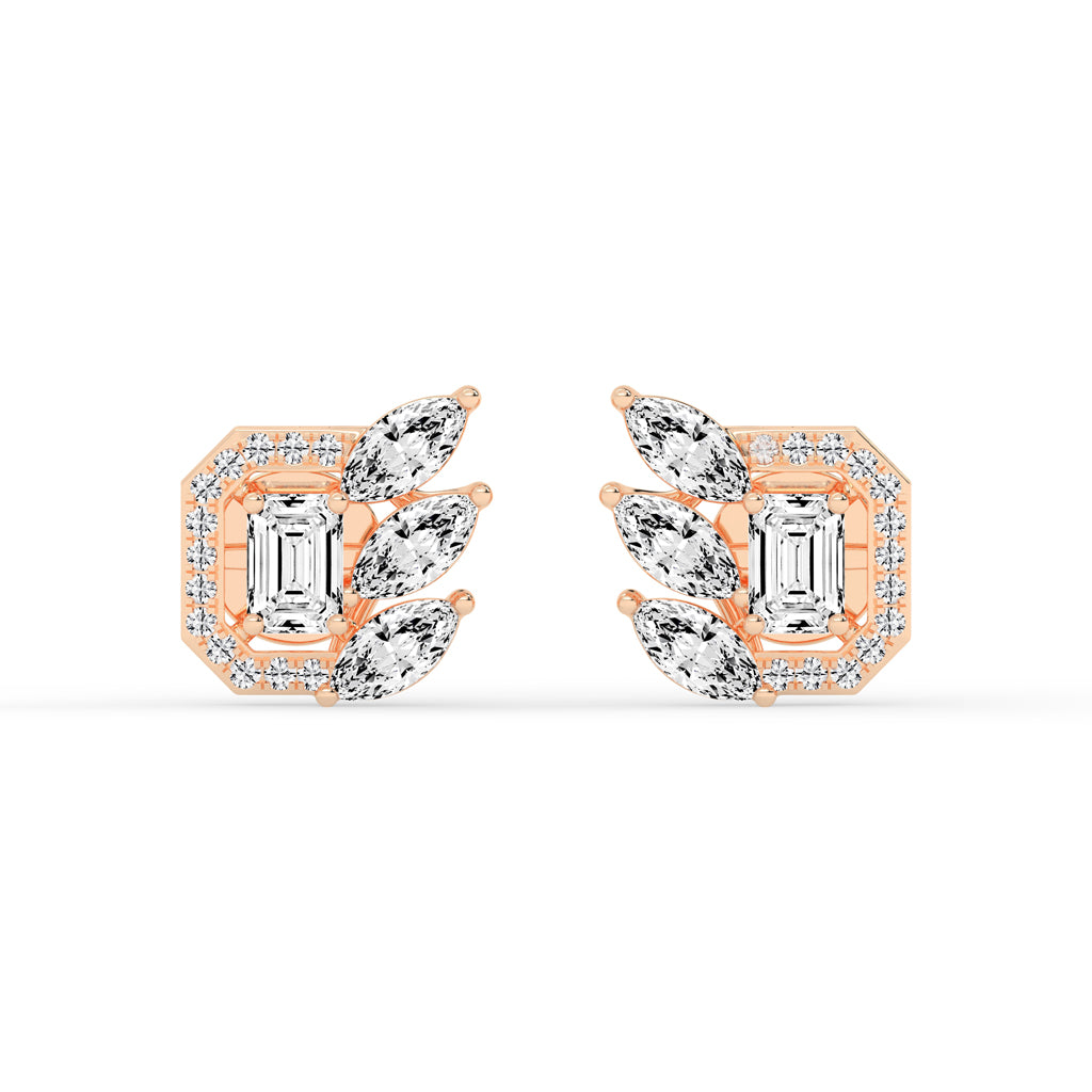 Geometric Bloom Halo Stud Earrings