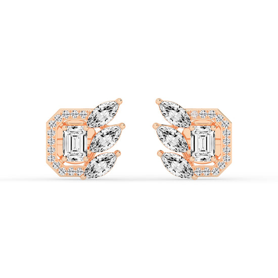 Geometric Bloom Halo Stud Earrings