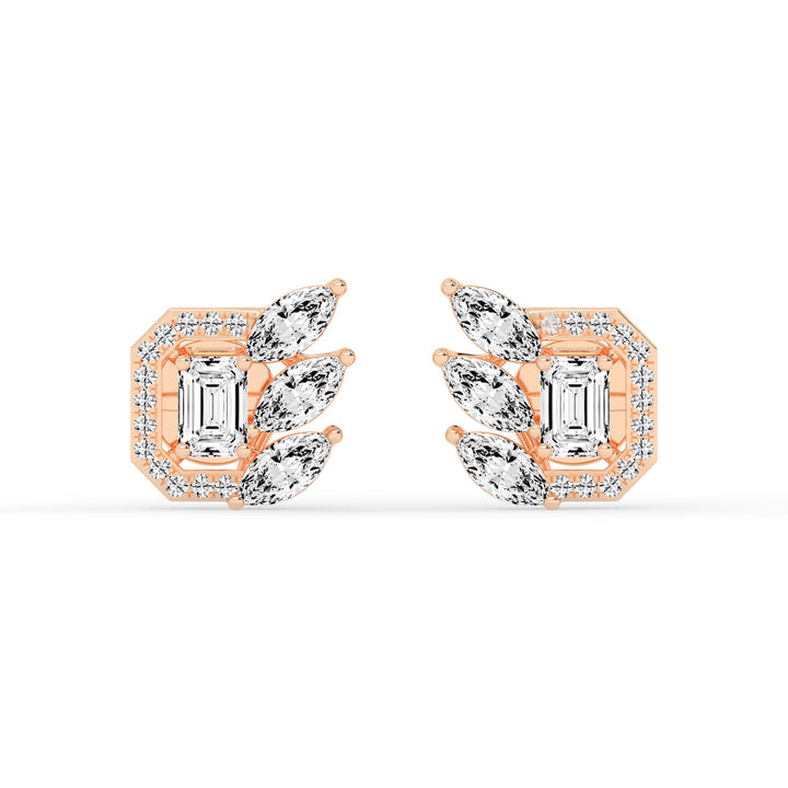 Geometric Bloom Halo Stud Earrings