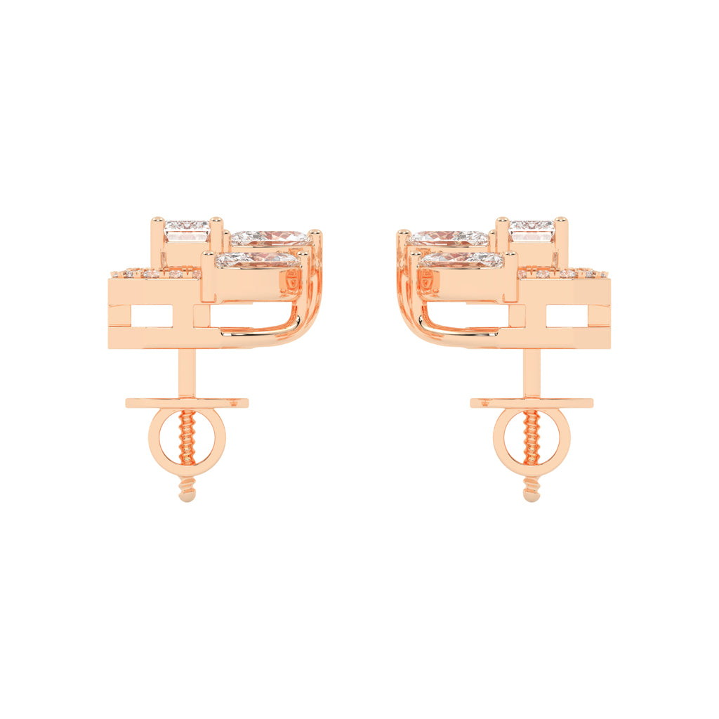 Geometric Bloom Halo Stud Earrings