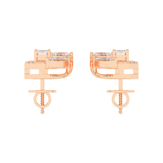 Geometric Bloom Halo Stud Earrings