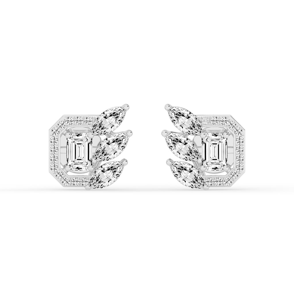 Geometric Bloom Halo Stud Earrings