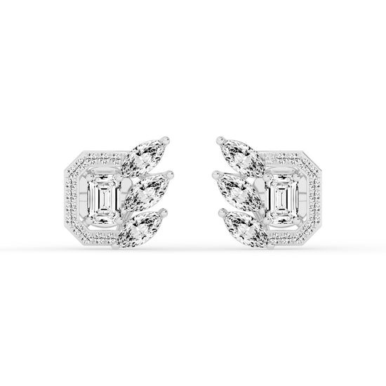 Geometric Bloom Halo Stud Earrings