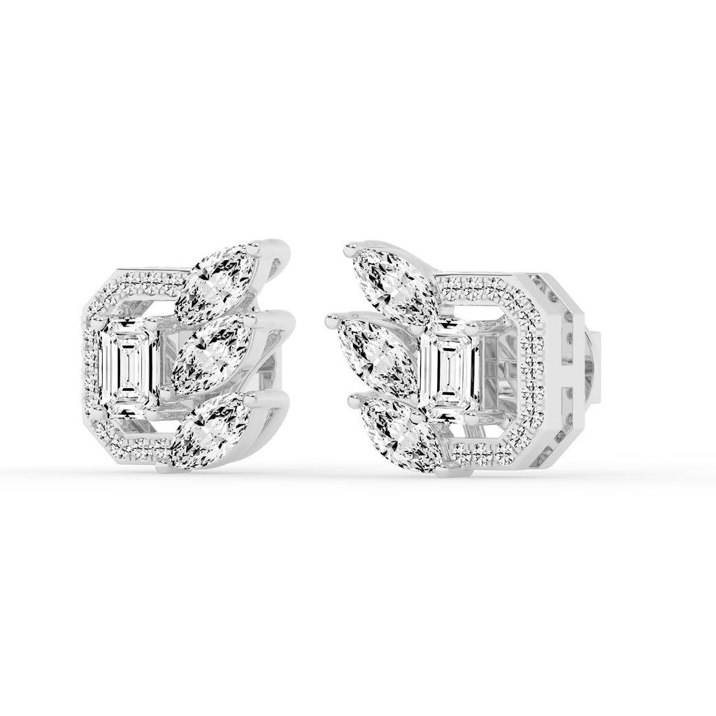 Geometric Bloom Halo Stud Earrings