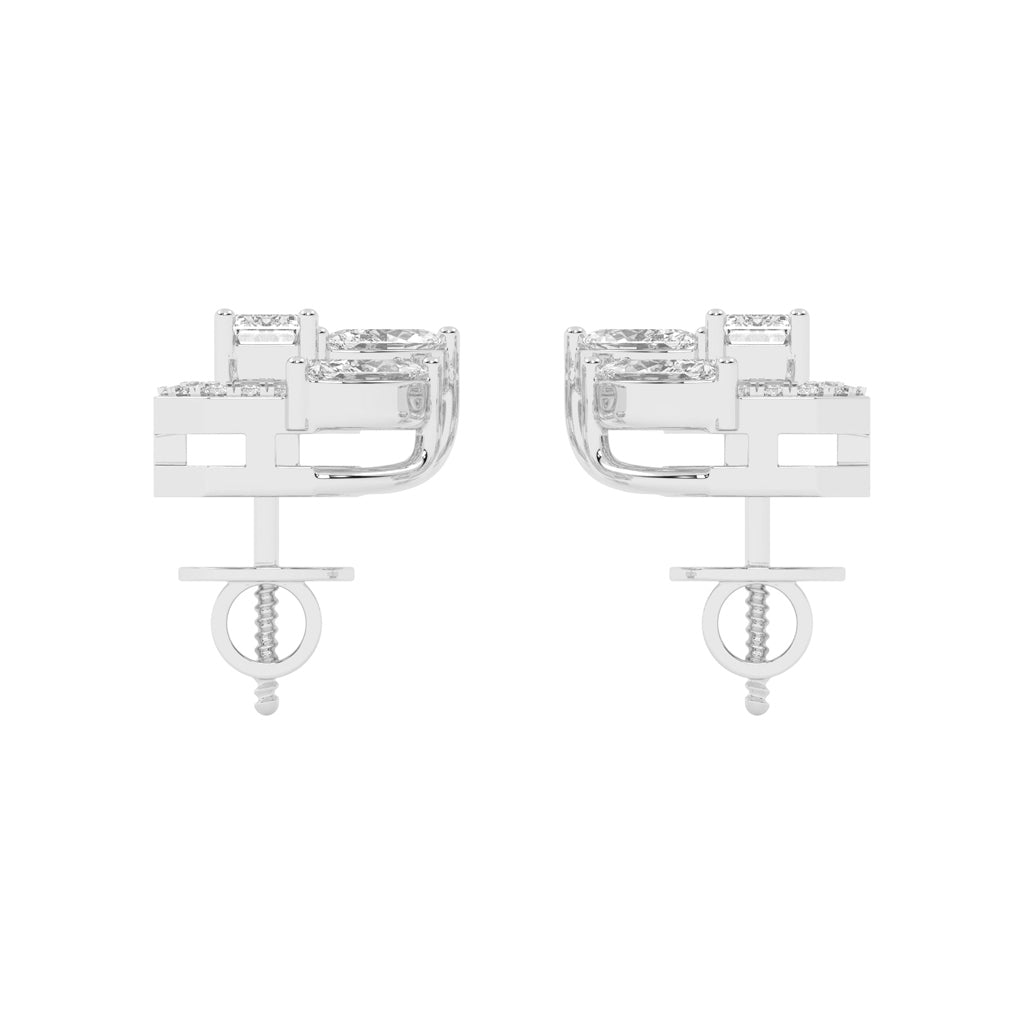 Geometric Bloom Halo Stud Earrings