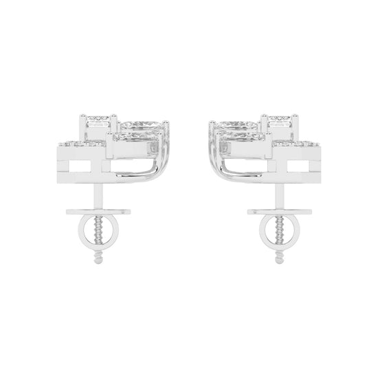 Geometric Bloom Halo Stud Earrings