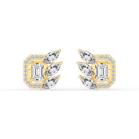 Geometric Bloom Halo Stud Earrings