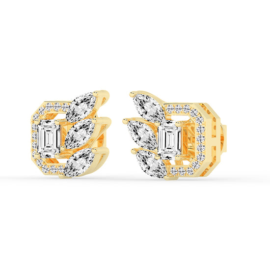 Geometric Bloom Halo Stud Earrings