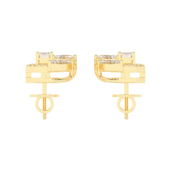 Geometric Bloom Halo Stud Earrings