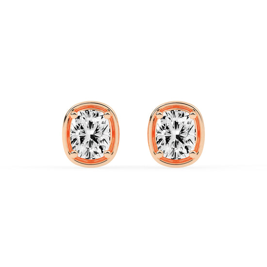 Cushion Cut Bezel Set Stud Earrings