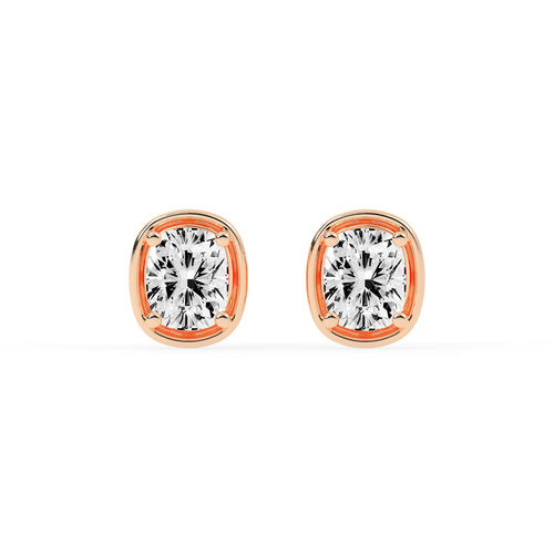 Cushion Cut Bezel Set Stud Earrings
