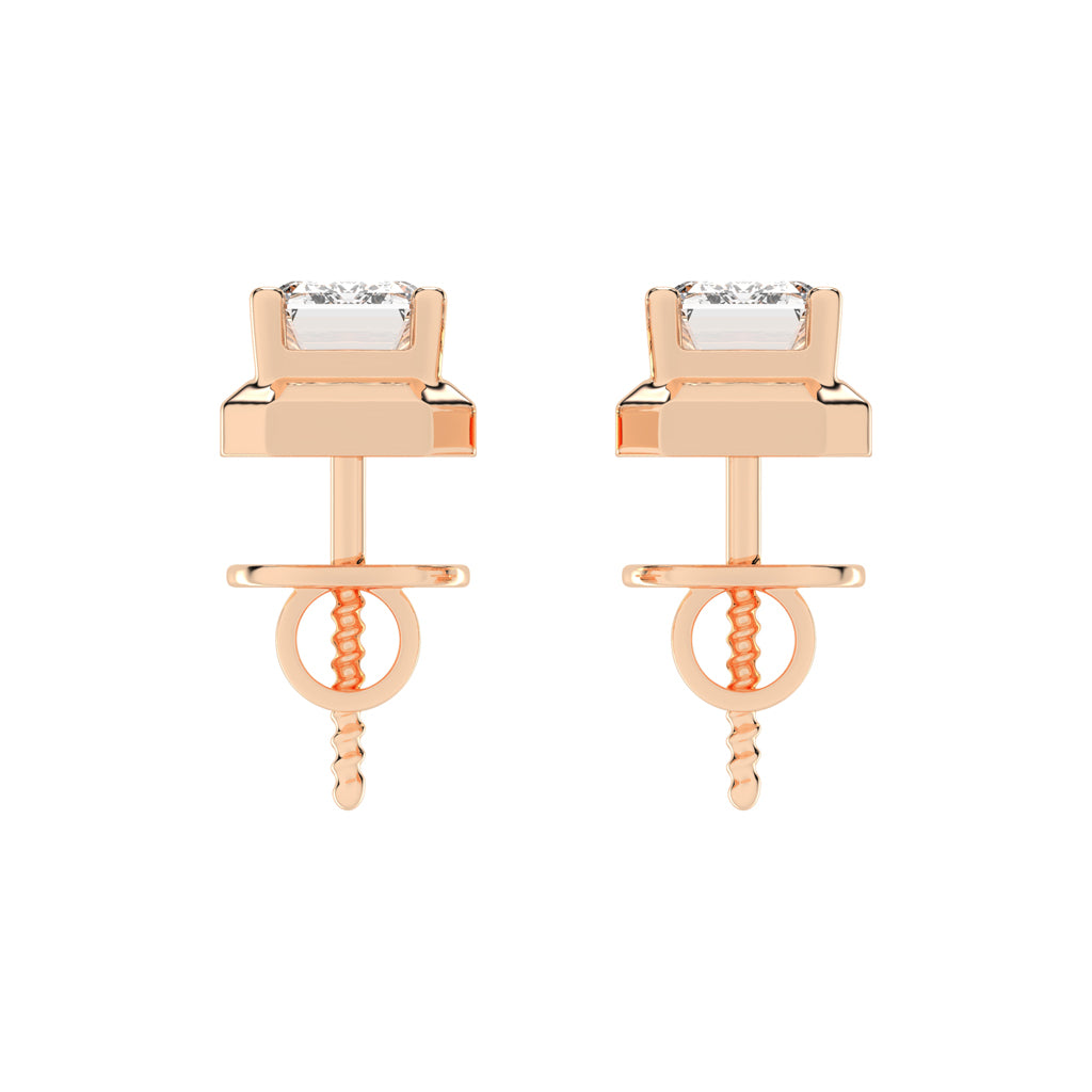Elegant Emerald Cut Bezel Set Stud Earrings