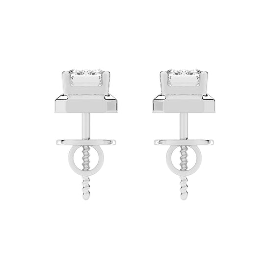 Elegant Emerald Cut Bezel Set Stud Earrings
