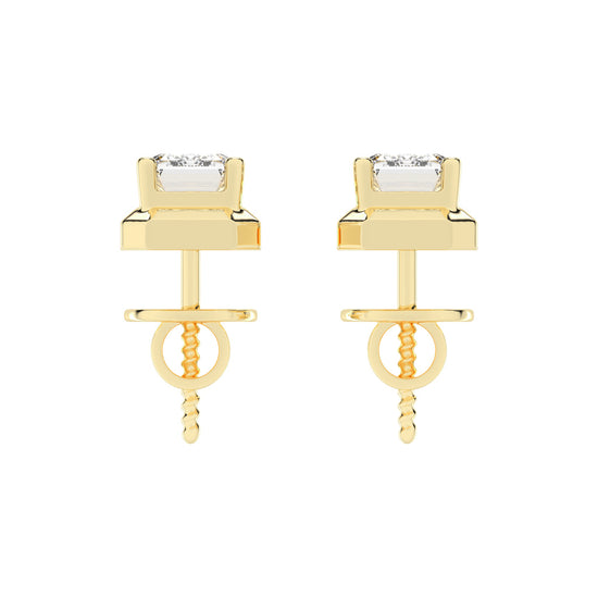 Elegant Emerald Cut Bezel Set Stud Earrings
