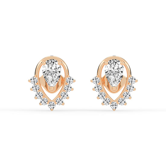 Pear Drop Chevron Stud Earrings
