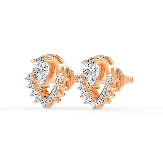 Pear Drop Chevron Stud Earrings