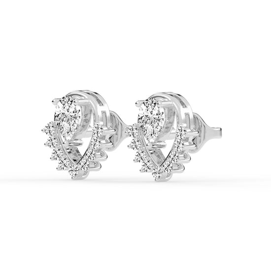 Pear Drop Chevron Stud Earrings