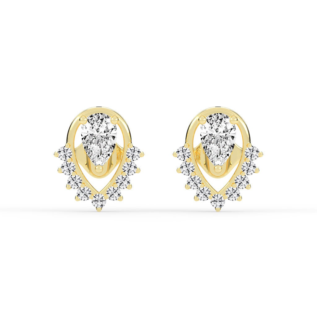 Pear Drop Chevron Stud Earrings